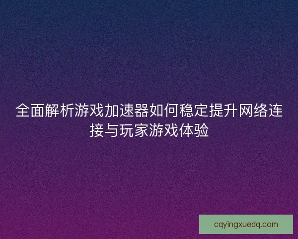 全面解析游戏加速器如何稳定提升网络连接与玩家游戏体验