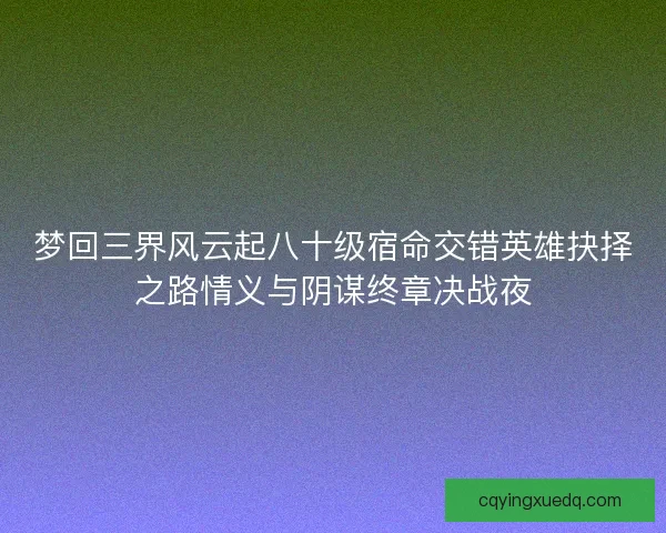 梦回三界风云起八十级宿命交错英雄抉择之路情义与阴谋终章决战夜