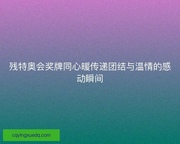 残特奥会奖牌同心暖传递团结与温情的感动瞬间