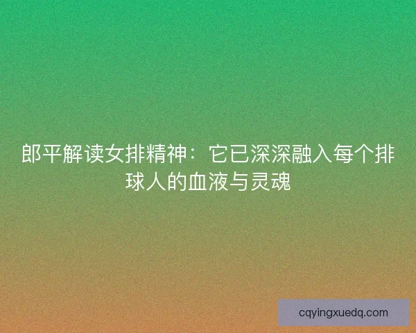 郎平解读女排精神：它已深深融入每个排球人的血液与灵魂