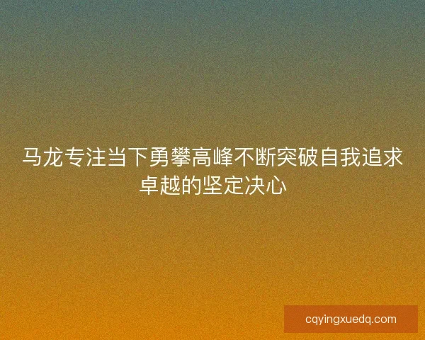 马龙专注当下勇攀高峰不断突破自我追求卓越的坚定决心