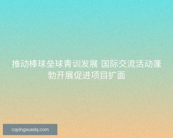 推动棒球垒球青训发展 国际交流活动蓬勃开展促进项目扩面